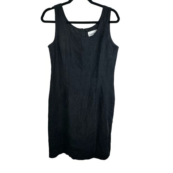 Ellen Ashley 100% Linen Black Dress Vintage Sheath Dress Size 10 Minimalist - Picture 1 of 5